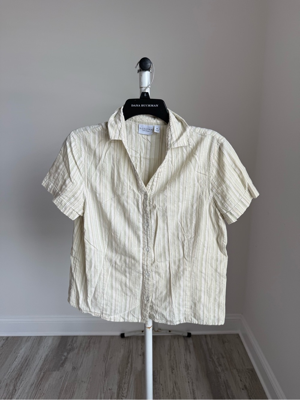 Light Cream Short-Sleeve Button-Down Shirt by Lands' End